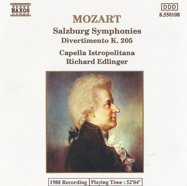 Wolfgang Amadeus Mozart, Capella Istropolitana, Richard Edlinger : Salzburg Symphonies / Divertimento K. 205 (CD)