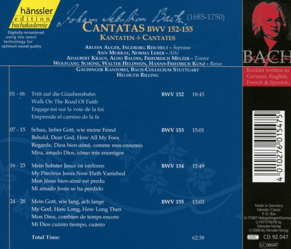 Johann Sebastian Bach, Helmuth Rilling, Bachcollegium Stuttgart : Cantatas BWV 152-155 Vol.47 (CD, Album, RM)