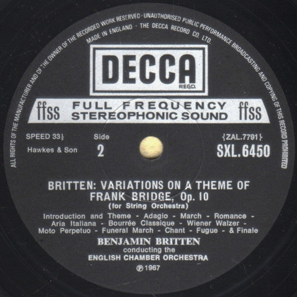 Britten* - London Symphony Orchestra / English Chamber Orchestra : Young Person's Guide To The Orchestra / Variations On A Theme Of Frank Bridge (LP, Comp, Lab)