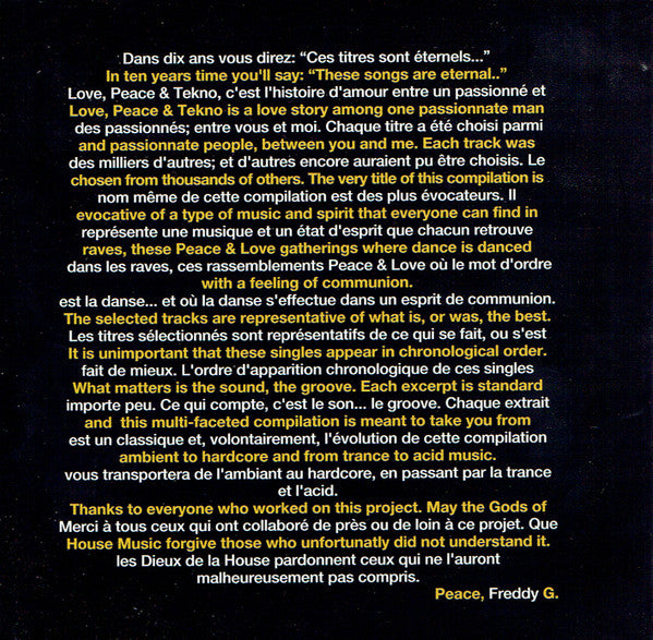 Various : Love, Peace &amp; Tekno (2xCD, Comp)