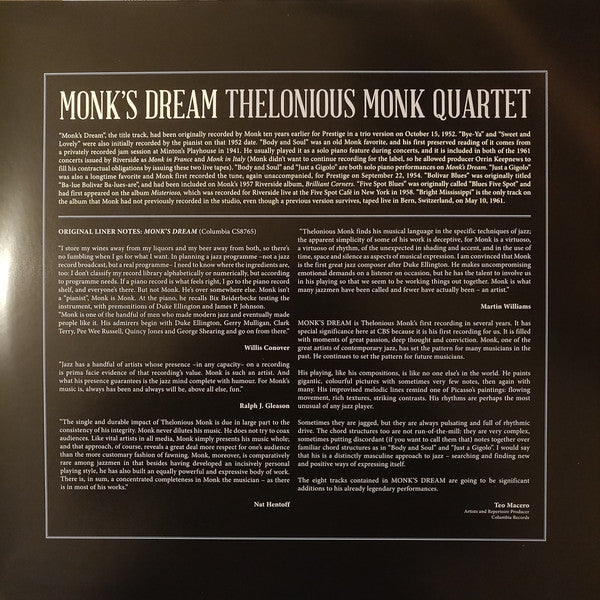 Thelonious Monk Quartet* : Monk's Dream (LP, Album + LP, Album, Mono + Ltd, RE, RM, 180)