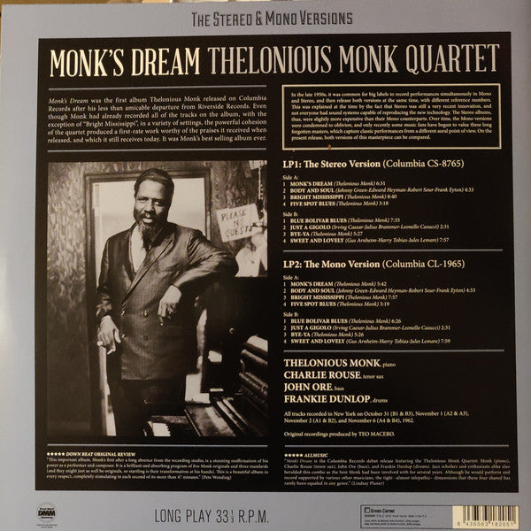 Thelonious Monk Quartet* : Monk's Dream (LP, Album + LP, Album, Mono + Ltd, RE, RM, 180)