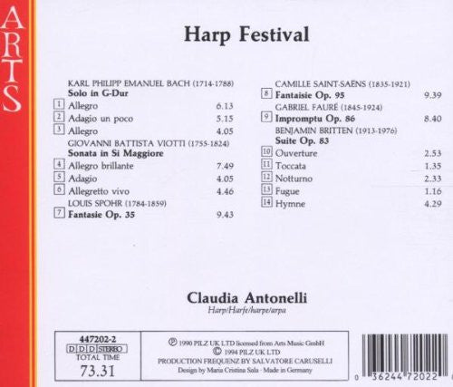 Claudia Antonelli, Carl Philipp Emanuel Bach, Giovanni Battista Viotti, Camille Saint-Saëns, Benjamin Britten, Gabriel Fauré, Louis Spohr : Harp Festival (CD)