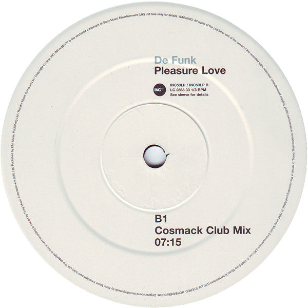 De Funk : Pleasure Love (12")
