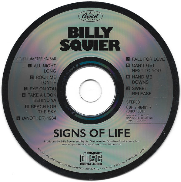 Billy Squier : Signs Of Life (CD, Album)
