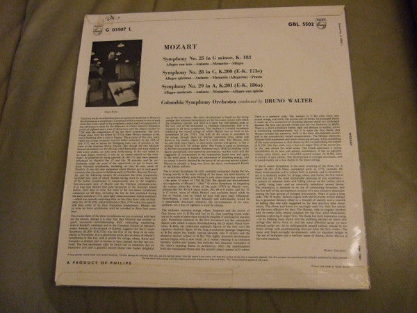 Wolfgang Amadeus Mozart - Columbia Symphony Orchestra Conducted By Bruno Walter : Symphony No. 25 In G Minor, K.183 / Symphony No.28 In C, K.200 / Symphony No. 29 In A, K.201 (LP, Comp, Mono, Lab)