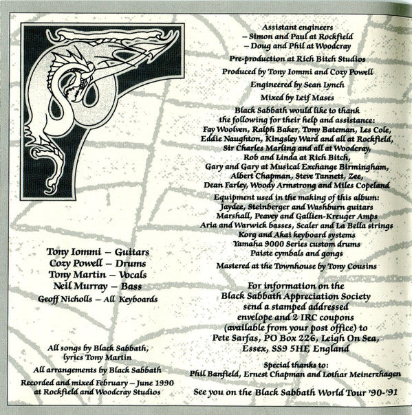 Black Sabbath : Tyr (CD, Album, RP)