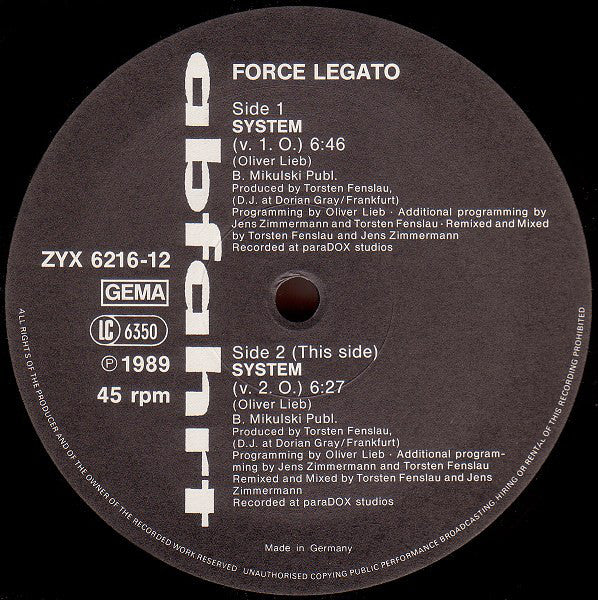 Force Legato : System (12")