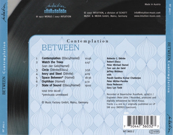 Between : Contemplation (CD, Album, RE, RM)