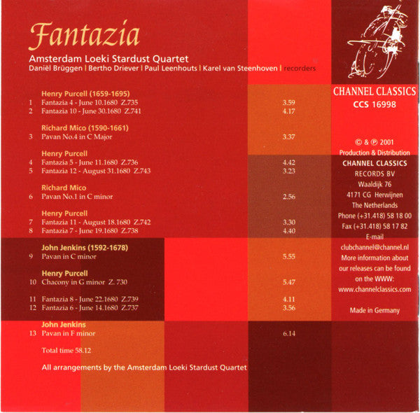 Amsterdam Loeki Stardust Quartet : Fantazia: Henry Purcell (CD, Album)