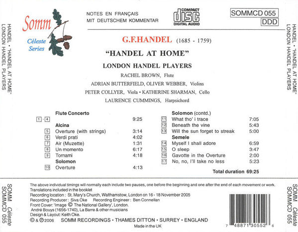 G.F. Handel*, London Handel Players : Handel At Home (CD, Album)
