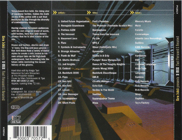 Ken Ishii : X-Mix (Fast Forward &amp; Rewind) (CD, Comp, Mixed)