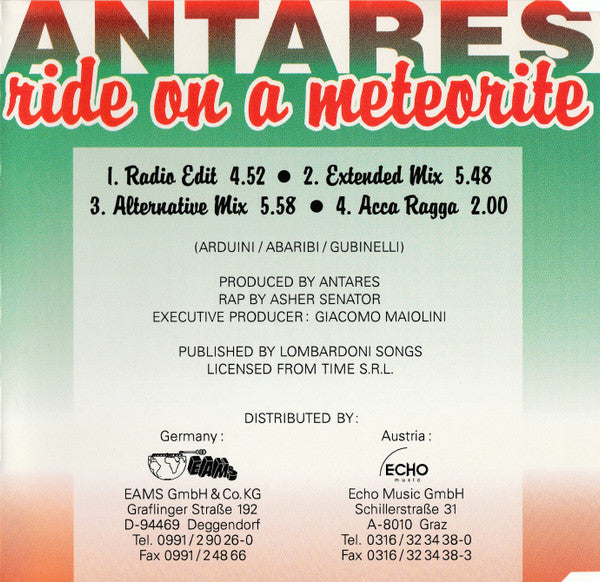 Antares (3) : Ride On A Meteorite (CD, Maxi)