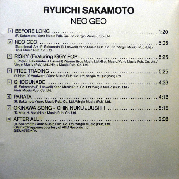 Ryuichi Sakamoto : Neo Geo (CD, Album)