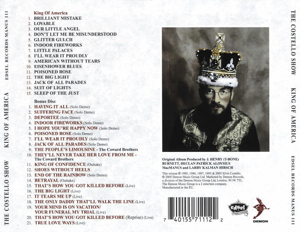 The Costello Show Featuring The Attractions And Confederates* : King Of America (CD, Album, RE, RM + CD, Comp, RM)