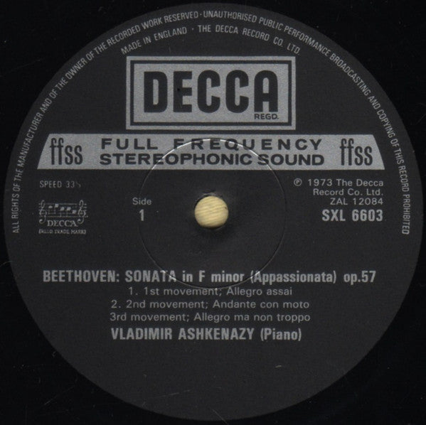 Beethoven* - Vladimir Ashkenazy : Sonata Op.57 In F Minor "Appassionata" / Sonata Op.10 No.3 In D Major (LP, Album)