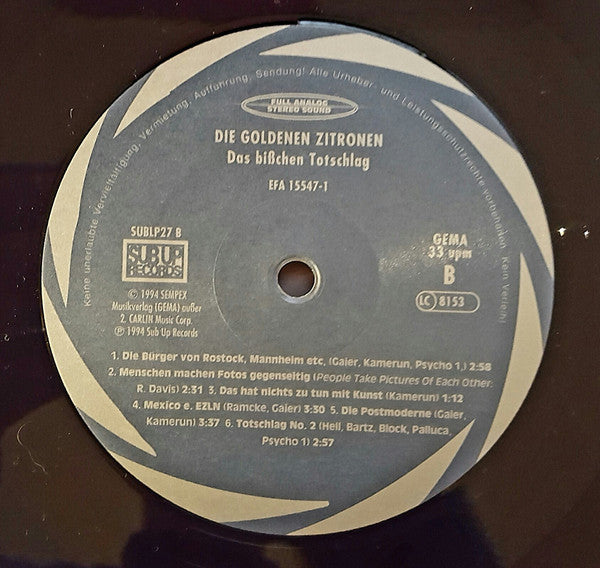 Die Goldenen Zitronen : Das Bißchen Totschlag (LP, Album)