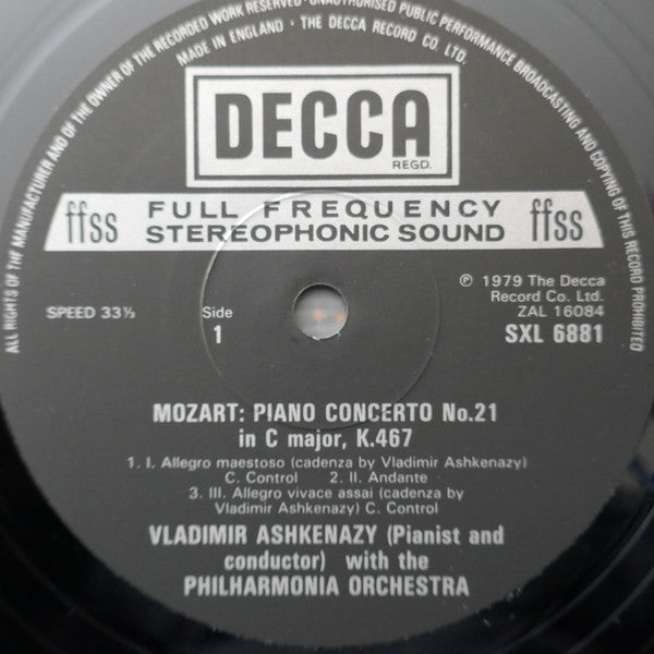 Mozart* - Philharmonia Orchestra, Vladimir Ashkenazy : Piano Concerto No.21,K.467 / Piano Concerto No.17,K.453 (LP)
