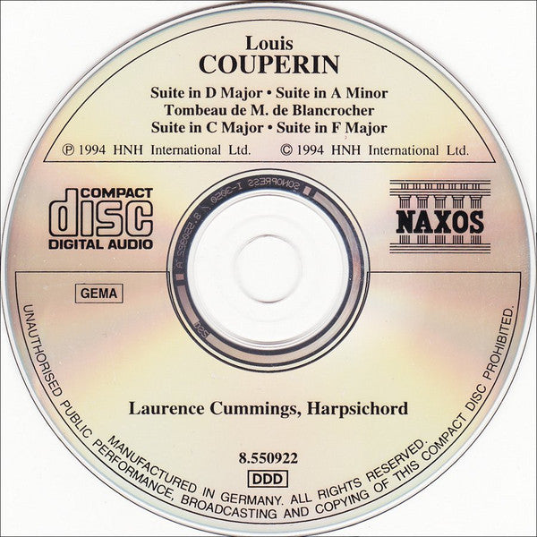 Louis Couperin - Laurence Cummings : Harpsichord Suites D Major • A Minor • C Major • F Major / Tombeau De M. De Blancrocher (CD)