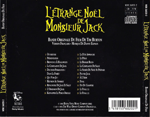 Danny Elfman : L'Etrange Noël De Monsieur Jack (Bande Originale Du Film De Tim Burton) (CD)