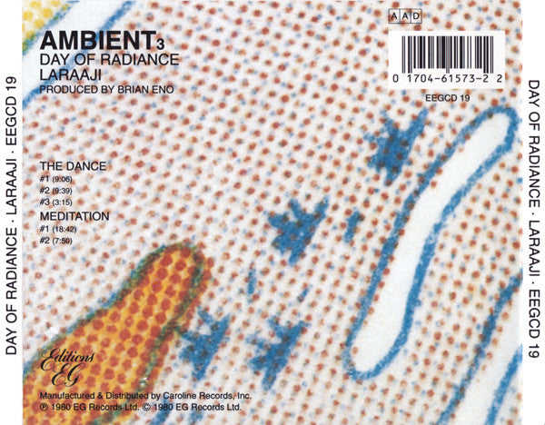 Laraaji Produced By Brian Eno : Ambient 3 (Day Of Radiance) (CD, Album, RE, RP)