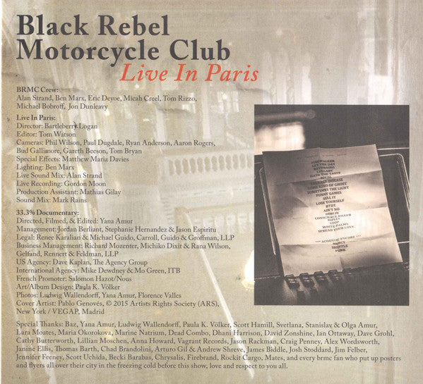 Black Rebel Motorcycle Club : Live In Paris (2xCD, Album + DVD-V)