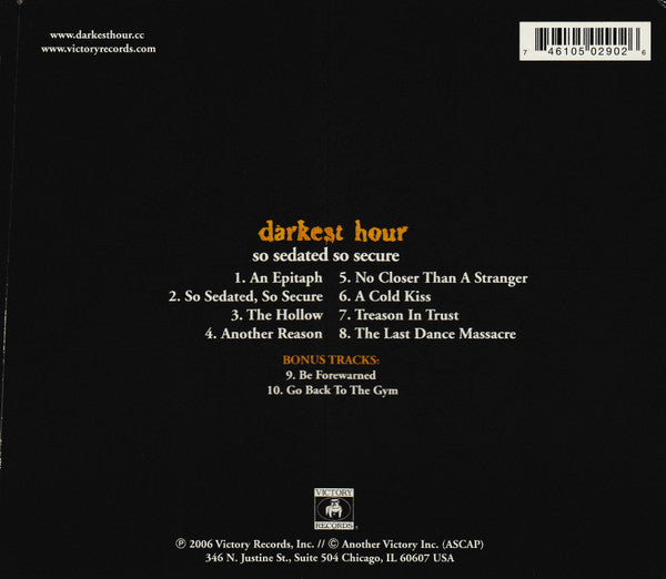 Darkest Hour : So Sedated, So Secure (CD, Album, Dlx, Ltd, RE, RM, Sli)
