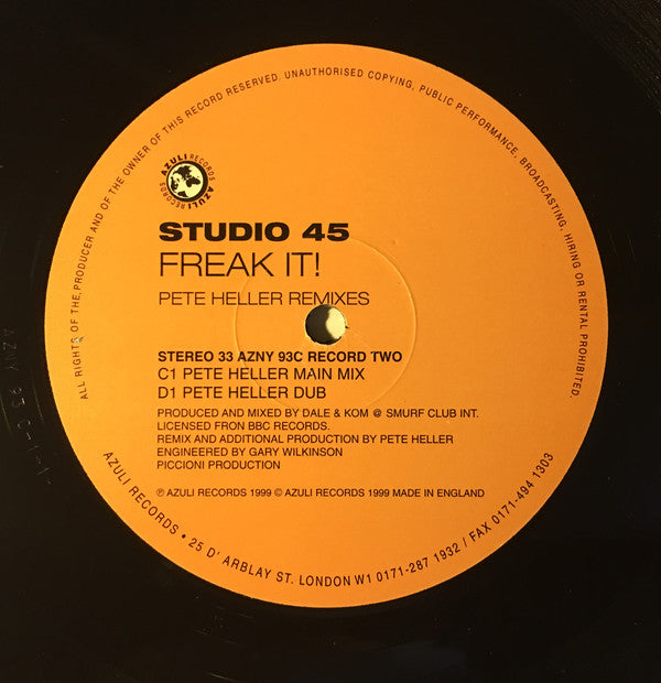 Studio 45 : Freak It! (Remixes By Pete Heller / Black Science Orch.) (2x12", TP)