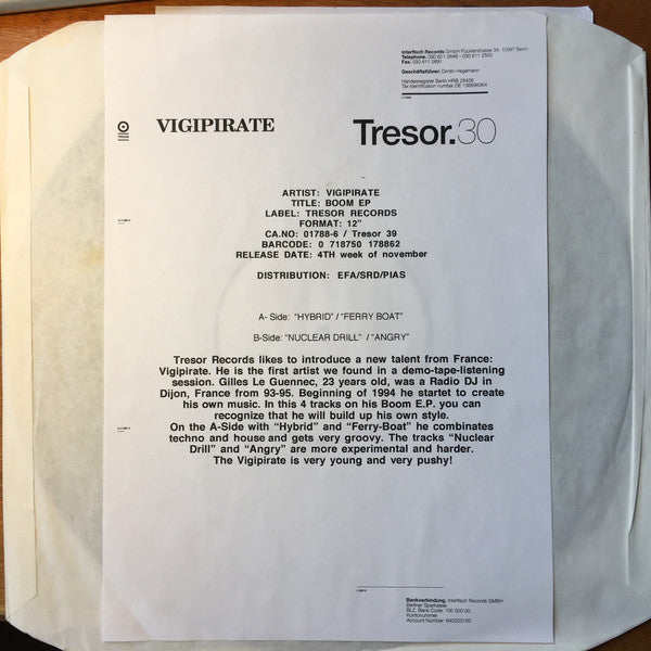 Vigipirate : Boom EP (12", EP, W/Lbl)