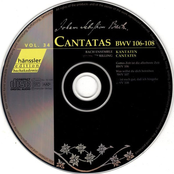 Bachcollegium Stuttgart, Helmuth Rilling : Cantatas BWV 106-108 (CD, Album, RM)