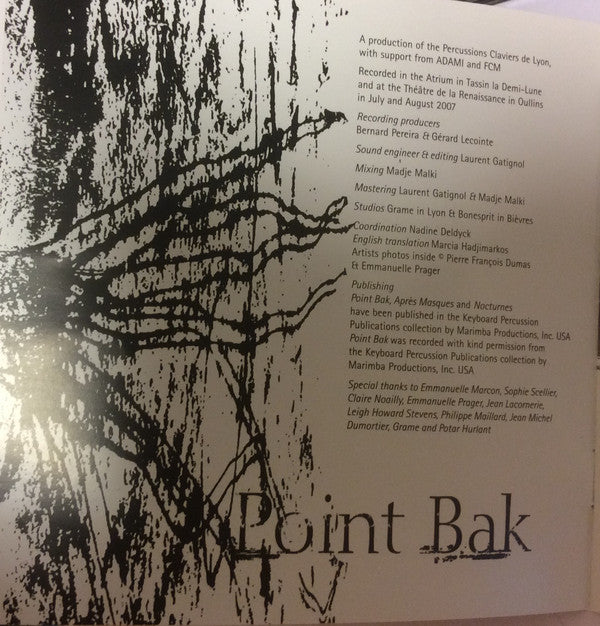 Johann Sebastian Bach, Claude Debussy, Gérard Lecointe : Point Bak - Percussions Claviers De Lyon (CD)