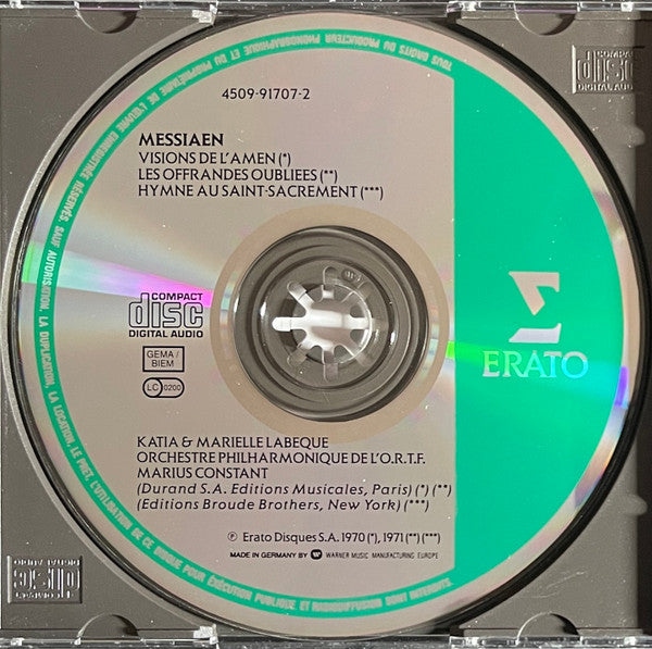 Messiaen* - Katia Et Marielle Labèque, Orchestre Philharmonique De L'O.R.T.F.*, Marius Constant : Visions De L'Amen / Les Offrandes Oubliées / Hymne Au Saint-Sacrement (CD, Album, Comp, RM)