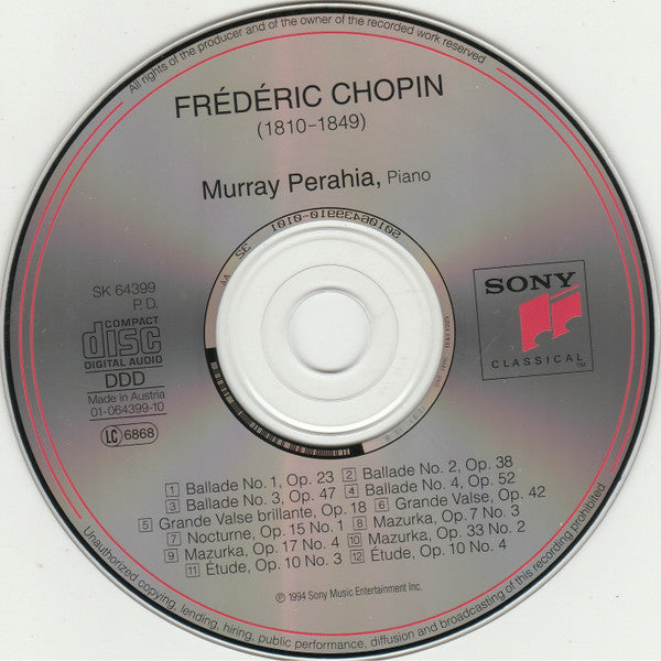 Chopin* - Murray Perahia : 4 Ballades (CD)