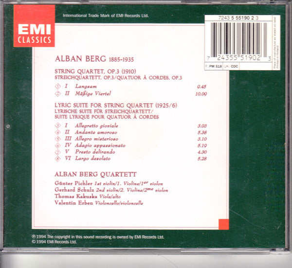 ABQ*, Berg* : Lyrische Suite / Streichquartett Op. 3 (CD, Album)