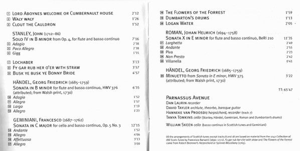 Georg Friedrich Händel, John Stanley (2), Johan Helmich Roman, Parnassus Avenue : Airs And Graces - Scottish Tunes And London Sonatas (SACD, Hybrid, Multichannel)