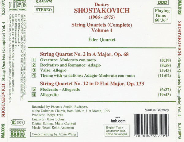 Shostakovich*, Éder Quartet : String Quartets (Complete) Volume 4 Nos. 2 And 12 (CD, Album, RE)