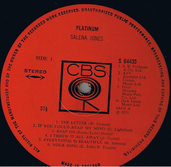 Salena Jones : Platinum (LP, Album)