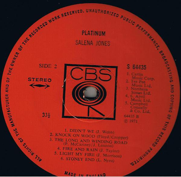 Salena Jones : Platinum (LP, Album)
