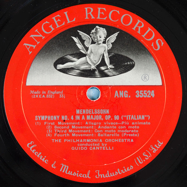Guido Cantelli Conducting Philharmonia Orchestra, Franz Schubert, Felix Mendelssohn-Bartholdy : Symphony No. 8 In B Minor "Unfinished" / Symphony No. 4 In A Major - "Italian" (LP, Album, Mono, Dow)