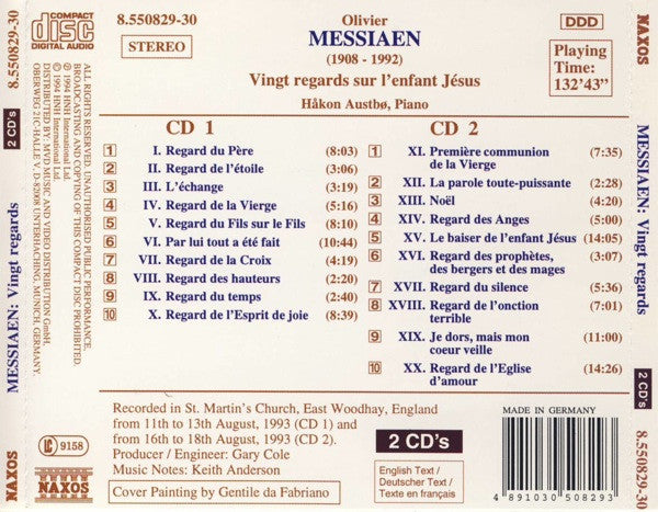 Messiaen* - Håkon Austbø : Vingt Regards Sur L'enfant Jésus (2xCD, Son)