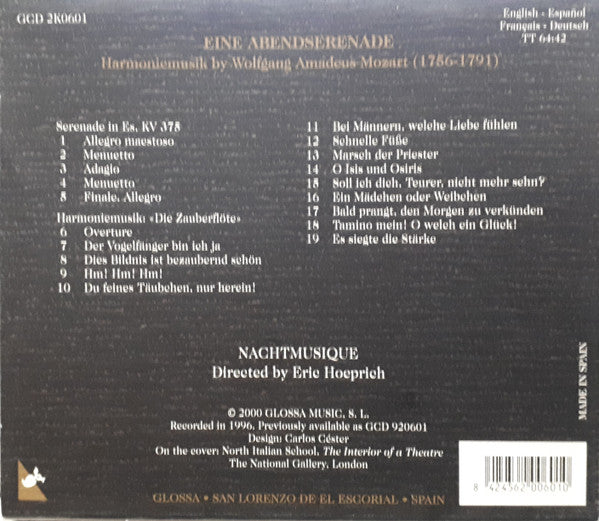 Wolfgang Amadeus Mozart - Nachtmusique : Eine Abendserenade, Harmoniemusik by W. A. Mozart (CD, Album, RE)