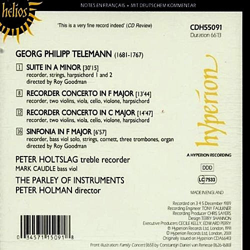 Telemann* - Peter Holtslag, The Parley Of Instruments : Recorder Concertos (CD, RE)