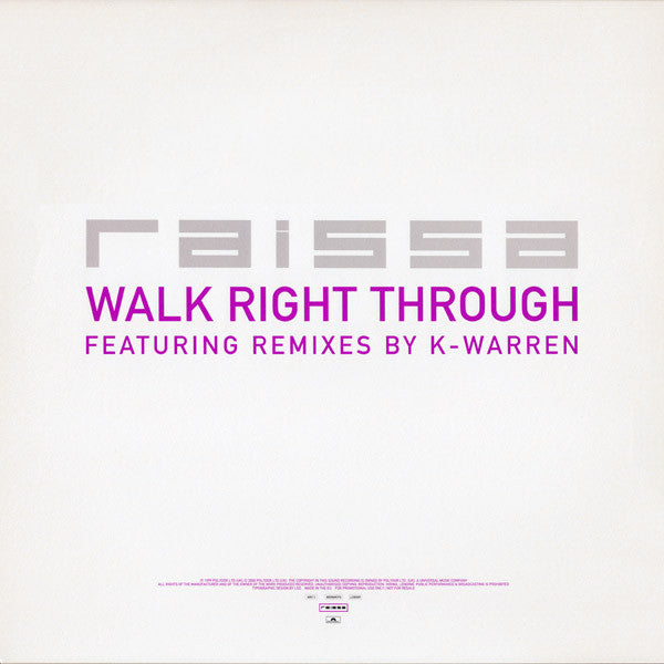 Raissa : Walk Right Through (12", Promo)