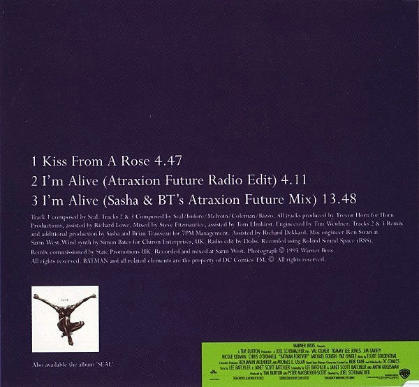 Seal : Kiss From A Rose (Love Theme From Batman™ Forever) / I'm Alive (Sasha &amp; B.T. Remix) (CD, Single)