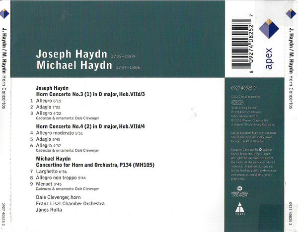 Joseph Haydn - Michael Haydn · Dale Clevenger, Franz Liszt Chamber Orchestra Budapest* · János Rolla : Horn Concertos Nos. 3 &amp; 4 / Concertino For Horn And Orchestra (CD)