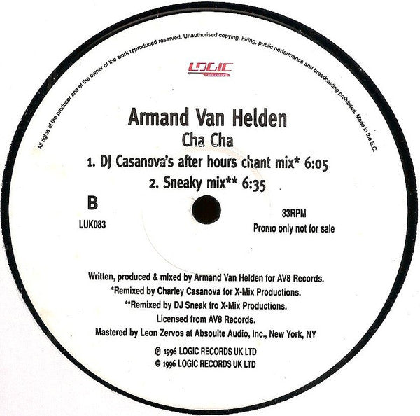 Armand Van Helden : Cha Cha (12", Promo)