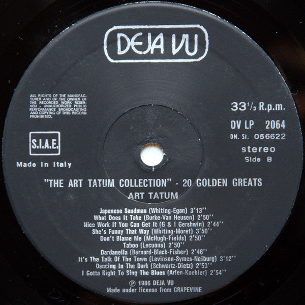 Art Tatum : The Art Tatum Collection - 20 Golden Greats (LP, Comp)