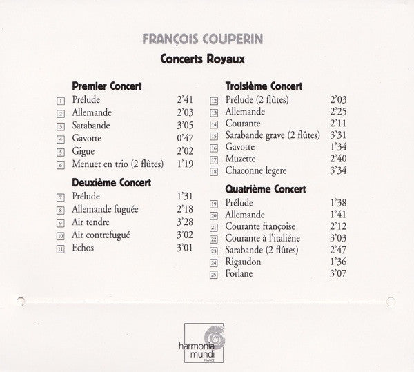 François Couperin - Robert Claire, Davitt Moroney, Jaap Ter Linden, Janet See : Concerts Royaux (CD)
