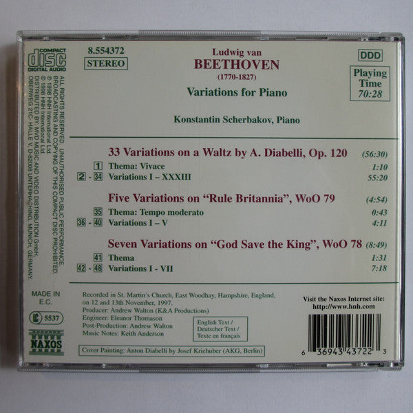 Beethoven* - Konstantin Scherbakov : Diabelli Variations / Variations On "Rule Britannia" / Variations On "God Save The King" (CD, Album)