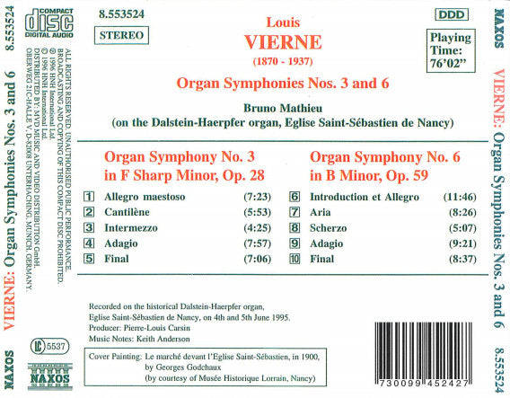 Vierne*, Bruno Mathieu : Organ Symphonies Nos. 3 And 6 (CD, Album)